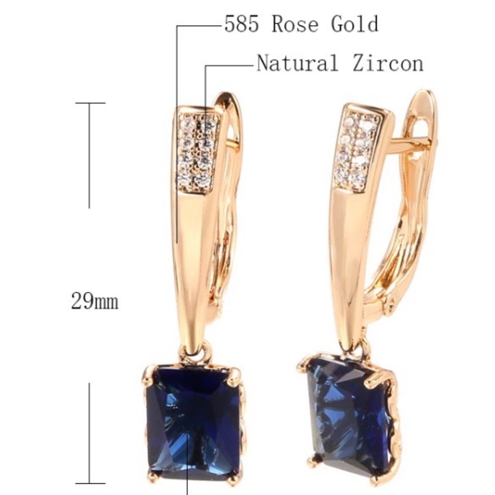 NEW Luxury 585 Rose Gold Dangle Earrings - Picture 3 of 7